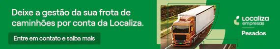 Banner de fundo verde, com uma foto de um caminhão na estrada e escrito "Deixe a gestão da sua frota de caminhões por conta da Localiza. Entre em contato e saiba mais".